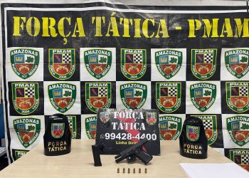 Força Tática da PMAM apreende pistola abandonada na Torquato Tapajós