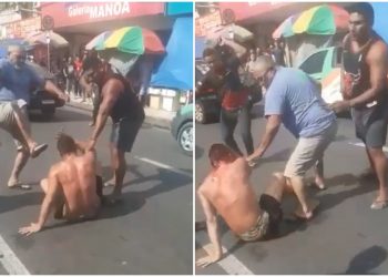 Vídeo: assaltante é brutalmente linchado por populares após ser pego roubando no Manoa