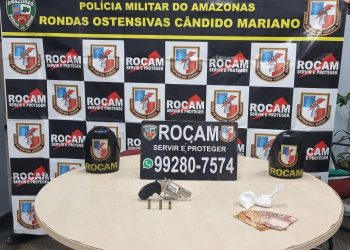 Rocam detém homem por porte ilegal de arma de fogo, no bairro São José