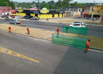 Avenida Max Teixeira recebe serviços de capinação, corte e poda da Prefeitura de Manaus