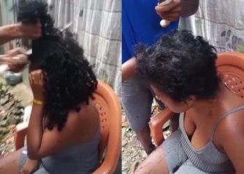 Bandido traído corta o cabelo de sua mulher com um facão para dar lição