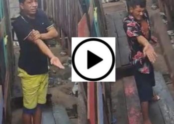 Pegando uns “bolos” pra não assaltar mais na área, foi o castigo de dois meliantes no bairro da Glória