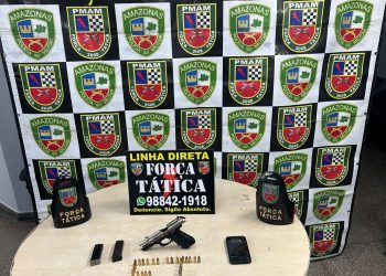Após denúncia, Polícia Militar do Amazonas prende homem com pistola e munições