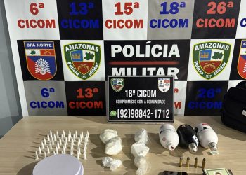 Polícia Militar do Amazonas prende dois homens, apreende 42 pinos de cocaína e 30 porções de outras drogas