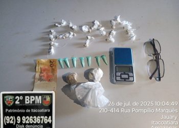 Em Itacoatiara, Polícia Militar do Amazonas prende jovem com 30 trouxinhas de oxi e outras drogas
